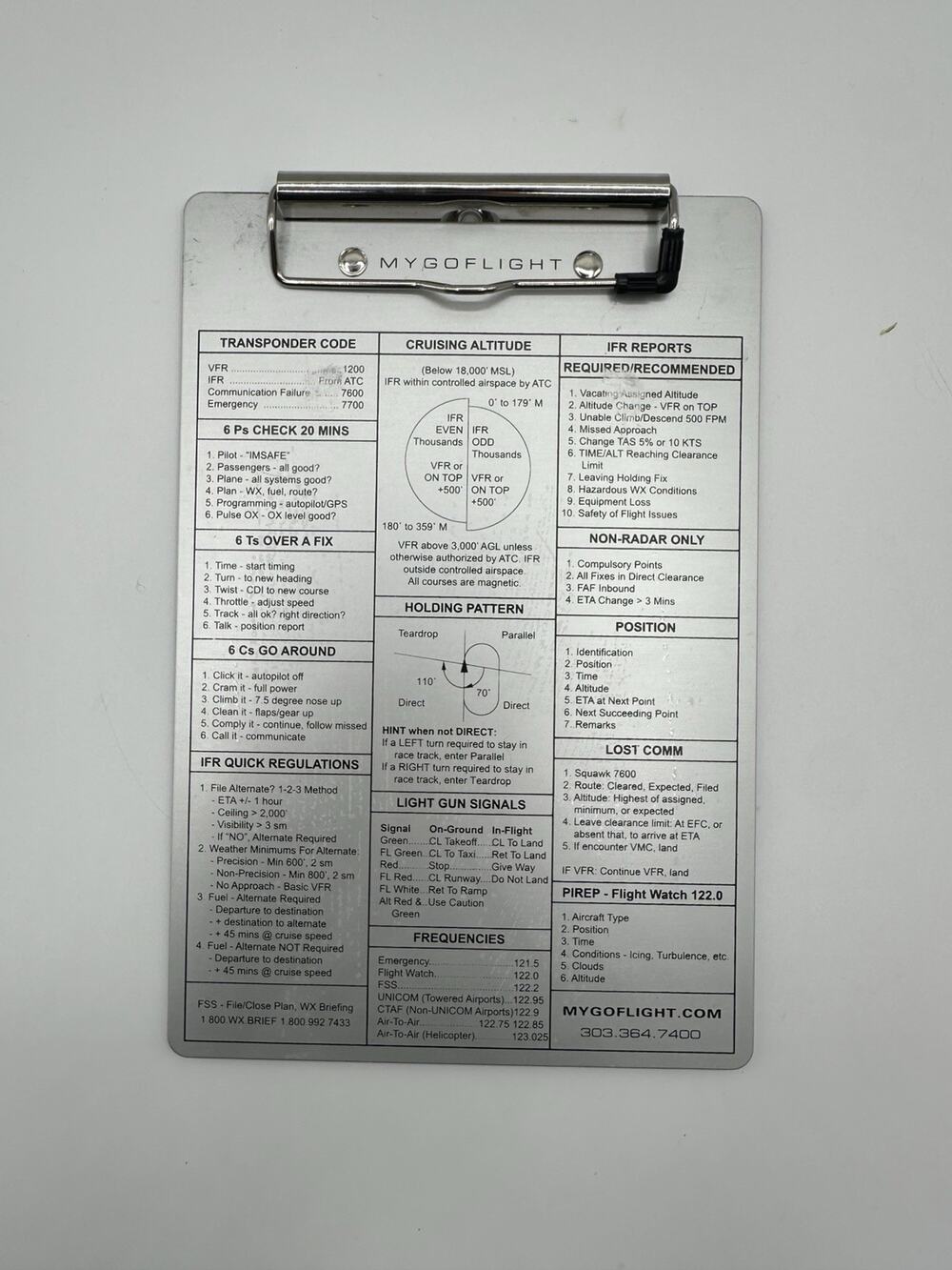 MyGoFlight Aviation Kneeboard Metal Clipboard – Pilot Checklist Board Only